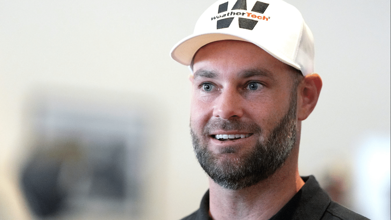 Driver Shane van Gisbergen speaks with the media during IMSA Media Day at the Roar Before the 24 in preparation for the Rolex 24 at Daytona at Daytona International Speedway, Thursday, Jan. 16, 2025.