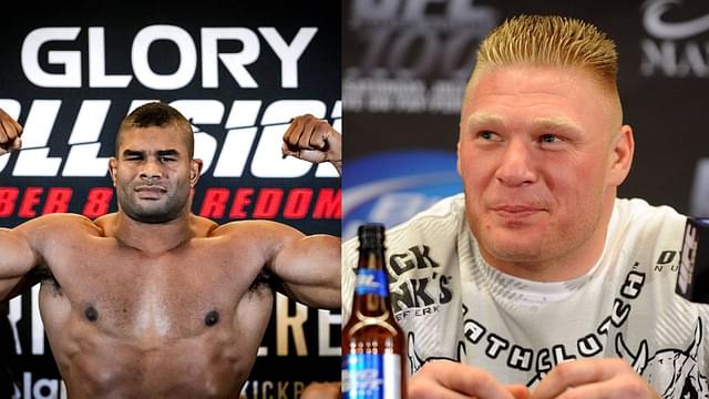 Alistair Overeem (L), Brock Lesnar (R)