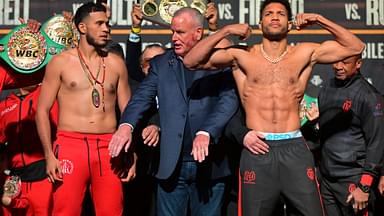 : DAVID BENAVIDEZ weighed at 174.2lbs and DAVID MORRELL weighed at 174.2lbs both ready for tomorrow nightÃ¢â‚¬â ¢s boxing fight for PBC Prime boxing at the Cosmopolitan in Las Vegas, Nevada Las Vegas USA - ZUMAo117 20250131_zsp_o117_058 Copyright: xMikaelxOnax