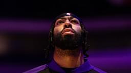 Los Angeles Lakers forward Anthony Davis stands for the anthem before action against the Philadelphia 76ers at Wells Fargo Center.