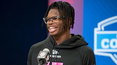 Feb 27, 2025; Indianapolis, IN, USA; Colorado defensive back Travis Hunter (DB15) during the 2025 NFL Combine at Lucas Oil Stadium.