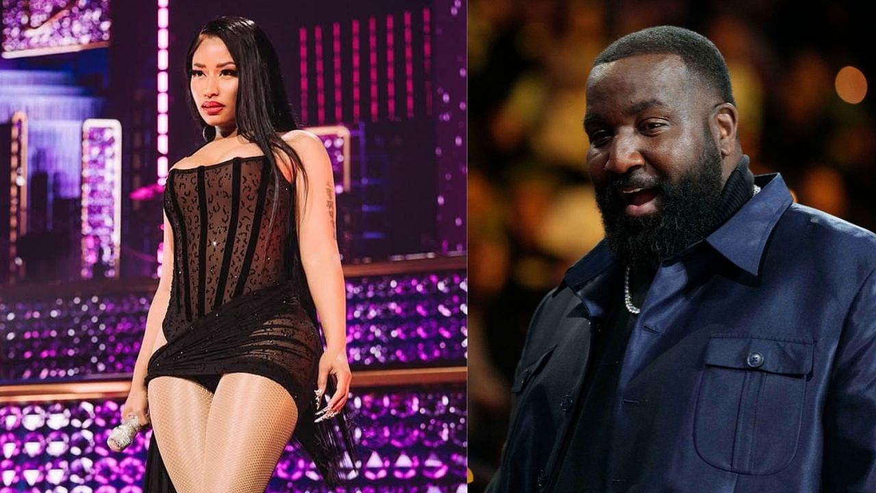 Nicki Minaj (L) and Kendrick Perkins (R)