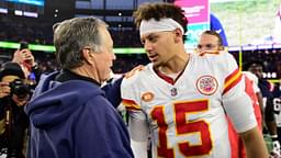 New England Patriots head coach Bill Belichick shakes hands with Kansas City Chiefs quarterback Patrick Mahomes (15) after a game at Gillette Stadium.