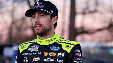 Feb 1, 2025; WInston-Salem, North Carolina, USA; NASCAR Cup Series driver Ryan Blaney (12) during practice for the Clash at Bowman Gray at Bowman Gray Stadium. Mandatory Credit: Peter Casey-Imagn Images