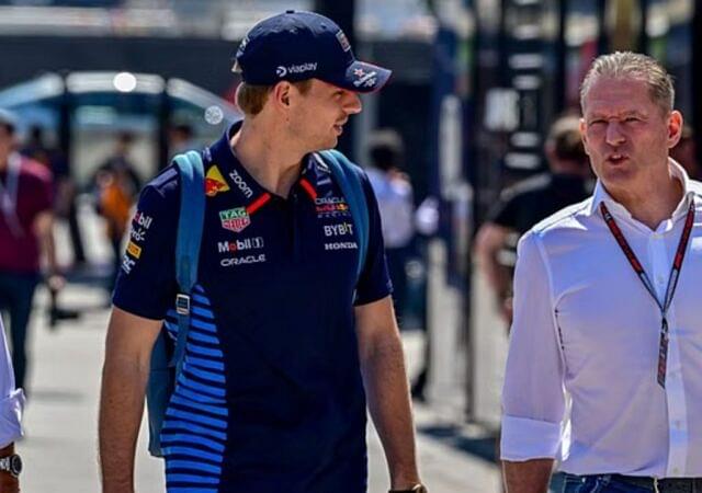 Max Verstappen and his father Jos Verstappen during the 2024 Formula 1 Bahrain Grand Prix at the Bahrain International Circuit in Sakhir, Bahrain