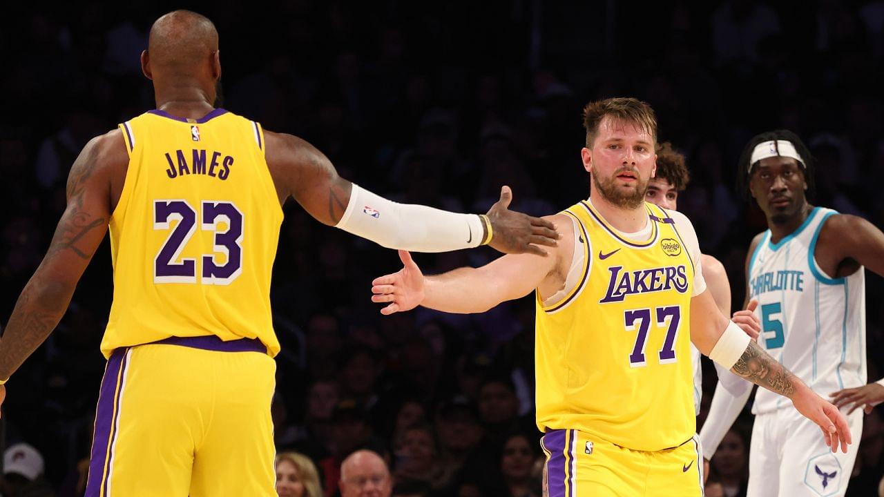 LeBron James and Luka Doncic NBA: Charlotte Hornets at Los Angeles Lakers