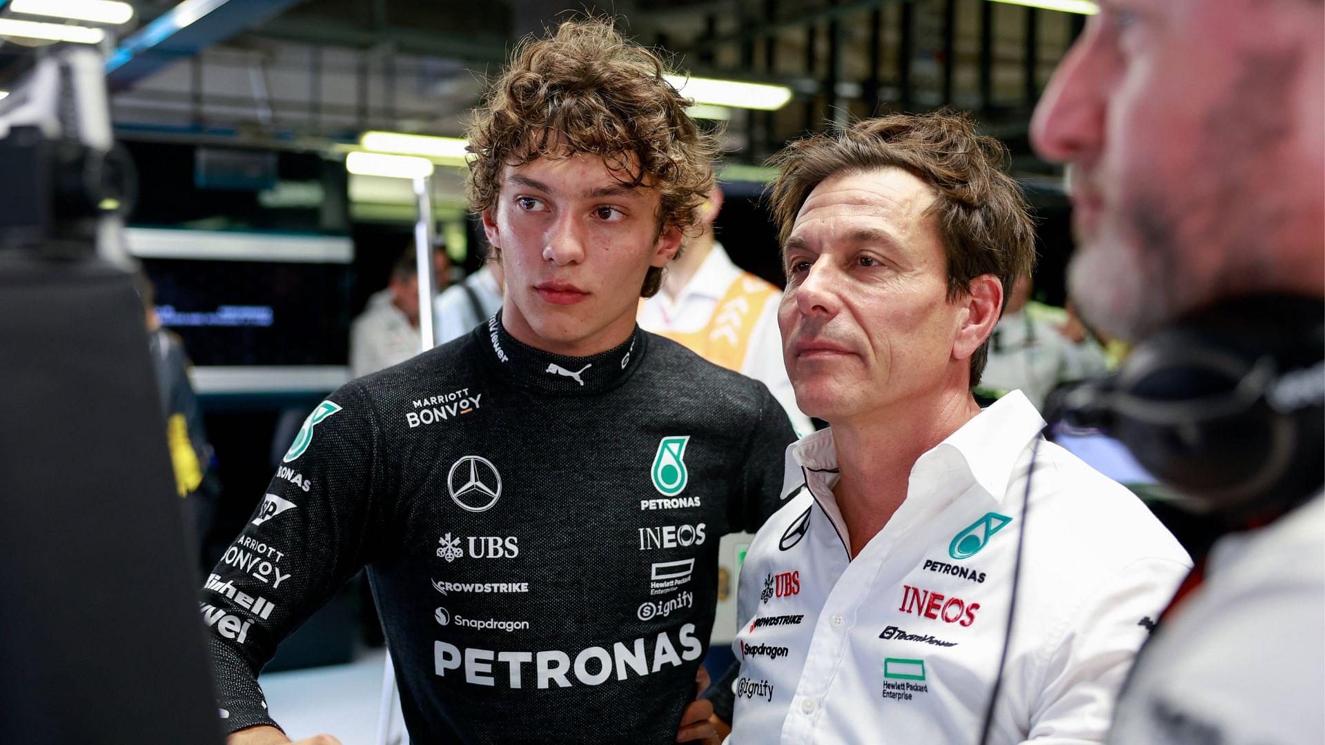 KIMI ANTONELLI Andrea (ita), Junior Driver of Mercedes AMG F1 Team, portrait, WOLFF Toto (aut), Team Principal & CEO of Mercedes AMG F1 Team, portrait during the Formula 1 Pirelli Italian Grand Prix 2024