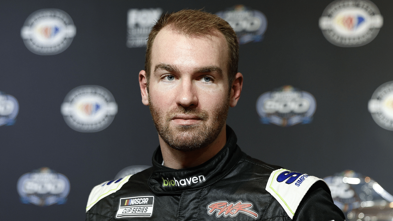 NASCAR Cup Series driver Cody Ware (51) speaks to the media at Daytona International Speedway.