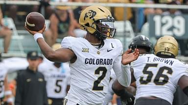 Sep 28, 2024; Orlando, Florida, USA; Colorado Buffaloes quarterback Shedeur Sanders (2) throws a pass against the UCF Knights during the first quarter at FBC Mortgage Stadium.