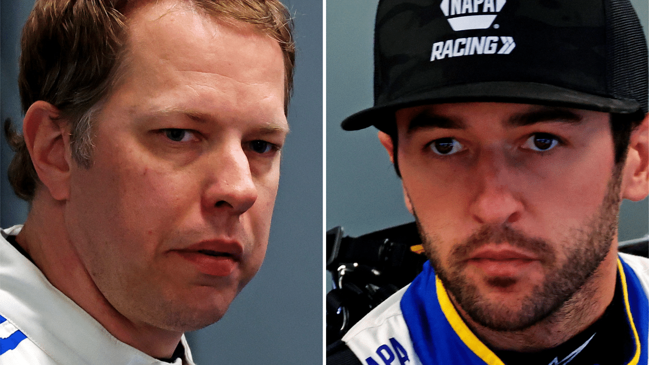 (L-R) NASCAR Cup Series drivers Brad Keselowski and Chase Elliott.