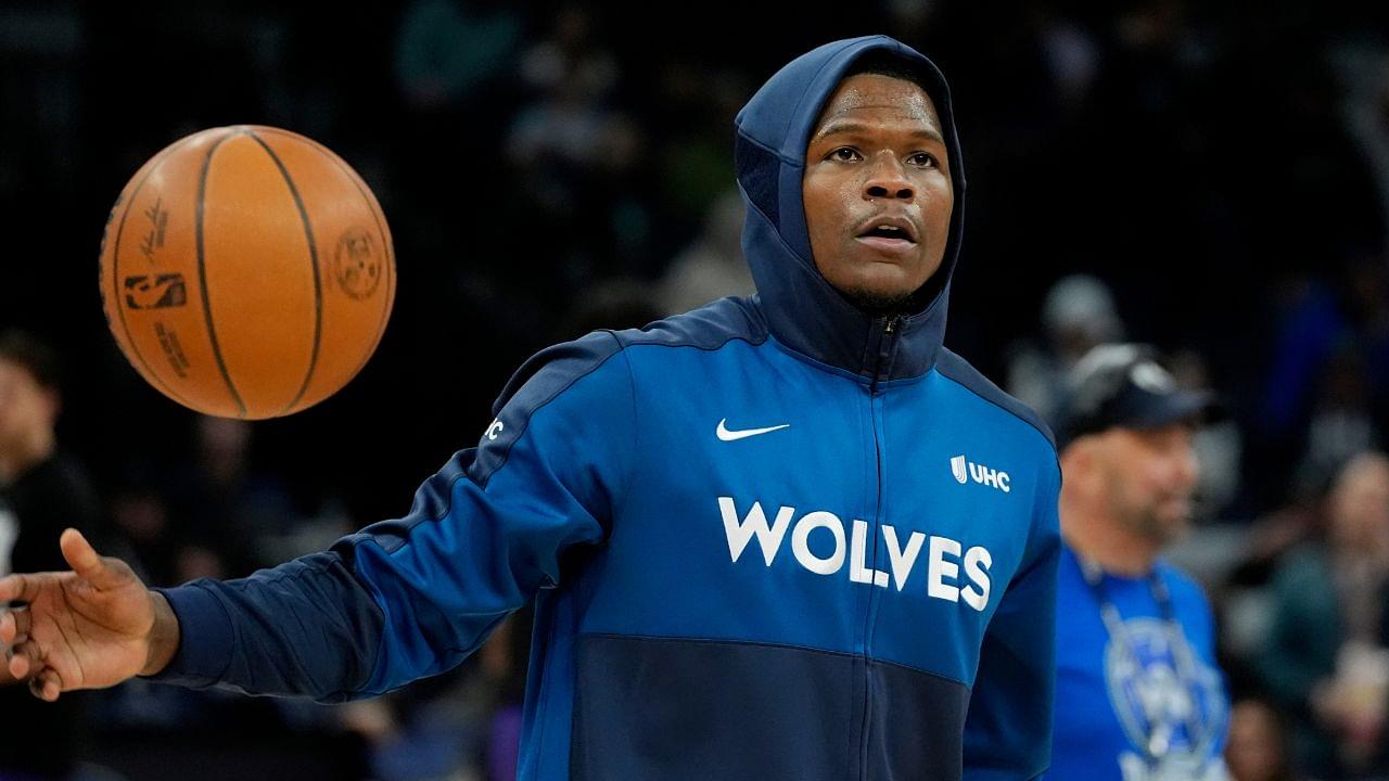 Minnesota Timberwolves guard Anthony Edwards (5) prepares to play the Sacramento Kings before the game at Target Center.