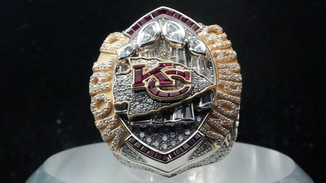 The Super Bowl 58 ring to commemorate the Kansas City Chiefs 25-22 overtime victory over the San Francisco 49ers in Super Bowl LVII at Allegiant Stadium in Paradise, Nev. on Feb. 11, 2024.