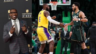 Shannon Sharpe (L), LeBron James and Jayson Tatum (R)