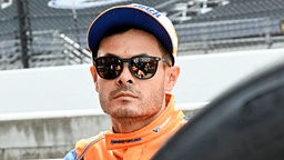 Arrow McLaren/Rick Hendrick driver Kyle Larson (17) sits near his pit box Friday, May 17, 2024, during Fast Friday ahead of the 108th running of the Indianapolis 500 at Indianapolis Motor Speedway.