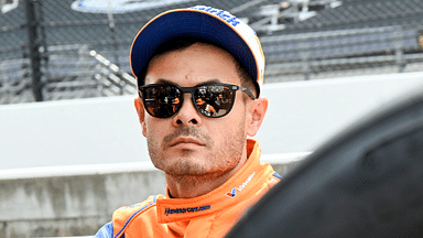 Arrow McLaren/Rick Hendrick driver Kyle Larson (17) sits near his pit box Friday, May 17, 2024, during Fast Friday ahead of the 108th running of the Indianapolis 500 at Indianapolis Motor Speedway.