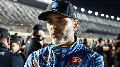 Feb 12, 2025; Daytona Beach, Florida, USA; NASCAR Cup Series driver Jimmie Johnson (84) during qualifying for the Daytona 500 at Daytona International Speedway. Mandatory Credit: Mark J. Rebilas-Imagn Images