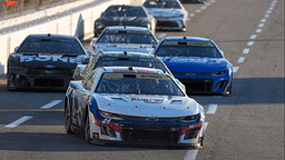 Nov 3, 2024; Martinsville, Virginia, USA; NASCAR Cup Series driver William Byron (24) leads a group into turn three during the Xfinity 500 at Martinsville Speedway. Mandatory Credit: Jim Dedmon-Imagn Images