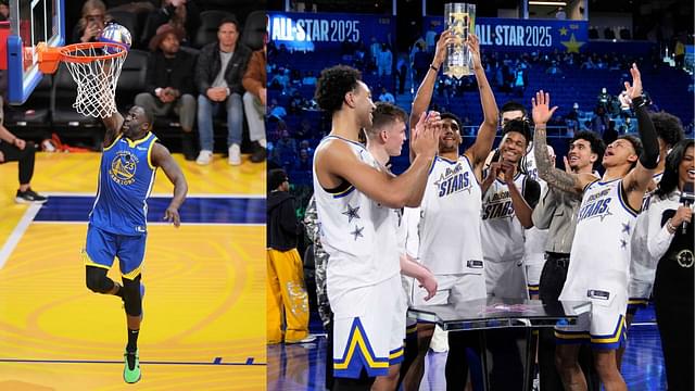 Draymond Green (L), the winners of the NBA Rising Stars challenge (R)