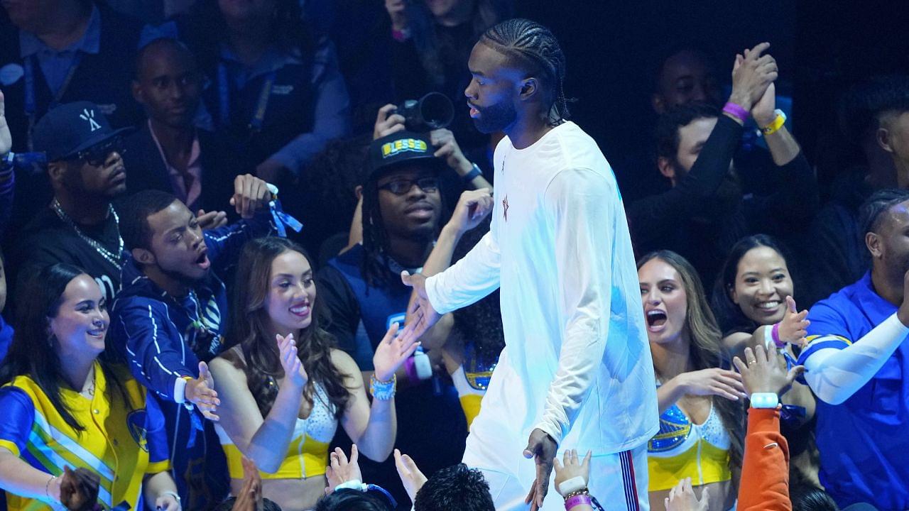 Shaqís OGs guard Jaylen Brown (7) of the Boston Celtics during introductions before the 2025 NBA All Star Game at Chase Center.