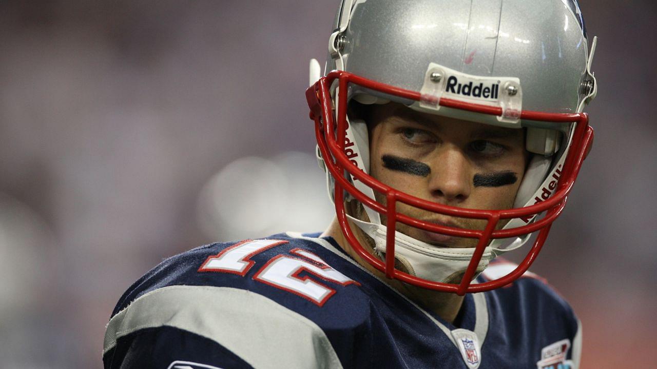 New England Patriots quarterback Tom Brady (12) before Super Bowl XLII at the University of Phoenix Stadium.