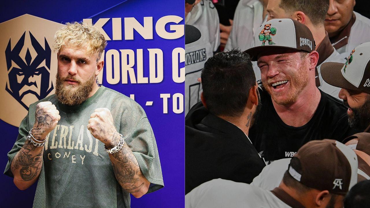 Jake Paul (L), Canelo Alvarez (R)