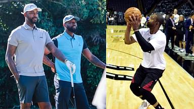 Dorell Wright with Dwyane Wade (L) and Wade in practice (R)