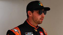 Feb 16, 2025; Daytona Beach, Florida, USA; NASCAR Cup Series driver Chase Briscoe (19) walks to the drivers meeting before the Daytona 500 at Daytona International Speedway. Mandatory Credit: Peter Casey-Imagn Images