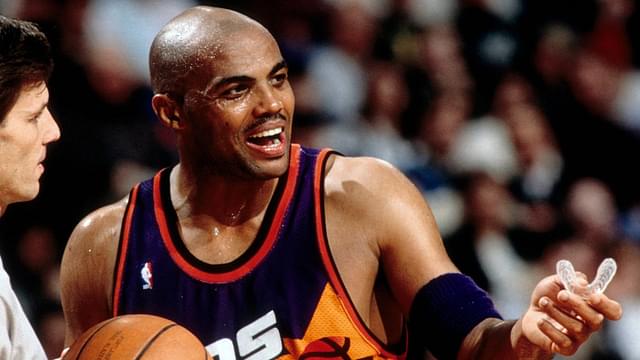 Phoenix Suns forward Charles Barkley (34) reacts against the Portland Trail Blazers at Memorial Coliseum.