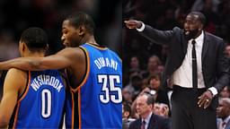 Russell Westbrook and Kevin Durant (L) and Kendrick Perkins (R)