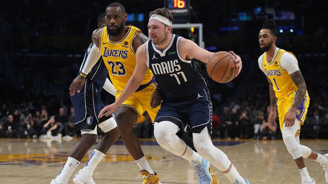 Luka Doncic and LeBron James NBA: Dallas Mavericks at Los Angeles Lakers