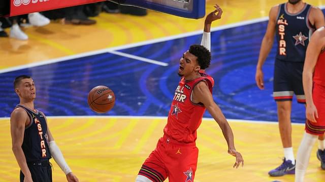 Chuckís Global Stars forward Victor Wembanyama (1) of the San Antonio Spurs dunks against Kennyís Young Stars during the 2025 NBA All Star Game at Chase Center