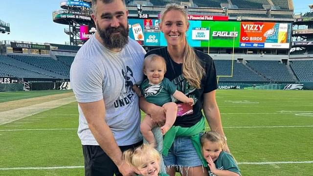 Kylie kelce with husband Jason kelce and their three daughters.