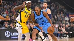 Los Angeles Clippers forward Kawhi Leonard (2) is defended by Indiana Pacers forward Pascal Siakam (43) as he drives to the basket in the first half at Intuit Dome