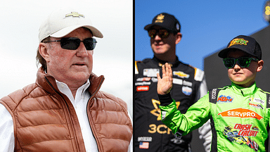 Richard Childress (L) and Kyle Busch (R) along with Brexton Busch (ER). Image Credits: Imagn.