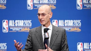 NBA commissioner Adam Silver speaks in a press conference during All Star Saturday Night ahead of the 2025 NBA All Star Game at Chase Center.