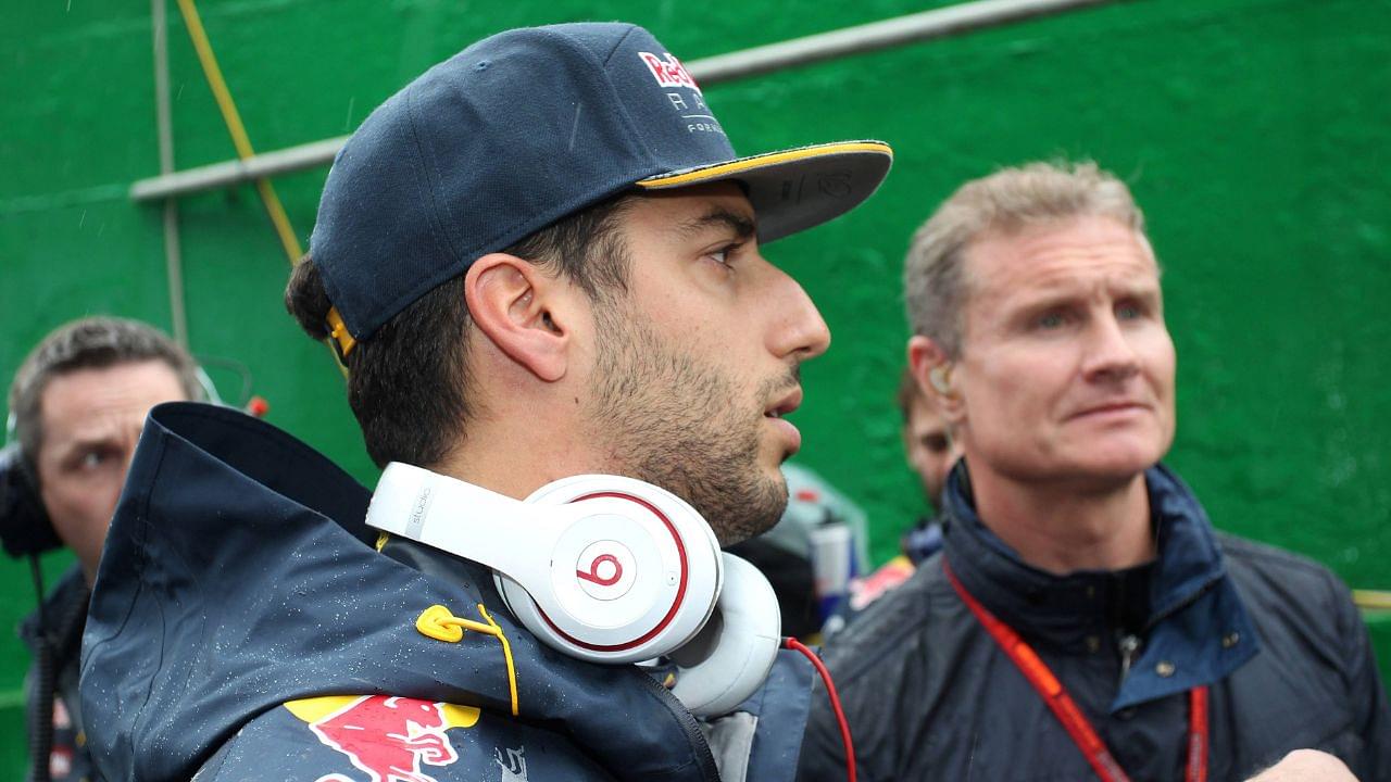 Brazilian Grand Prix, Sao Paulo 10 - 13 November 2016 13.11.2016 - Race, Daniel Ricciardo (AUS) Red Bull Racing RB12 and David Coulthard (GBR)