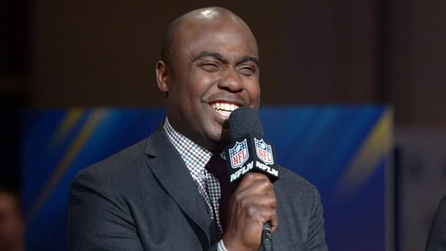 Jan 30, 2014; New York, NY USA; Marshall Faulk (left) and Emmitt Smith on the NFL Network set at the Super Bowl XLVIII media center at the Sheraton Times Square New York.