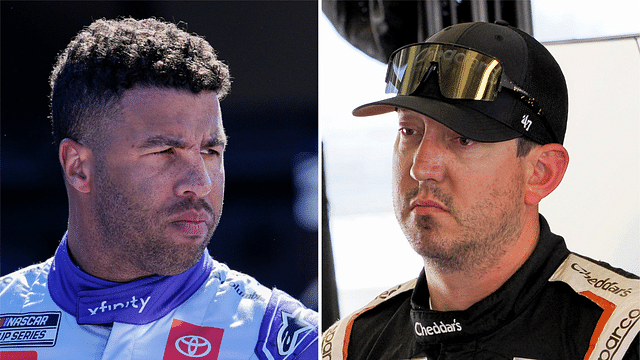 (L-R) NASCAR Cup Series drivers Bubba Wallace and Kyle Busch.