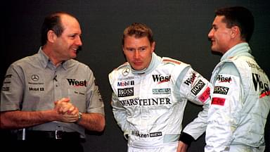 Team boss Ron Dennis (left) in conversation with the drivers Mika Häkkinen (Finland, middle) and David Coulthard (Scotland, all McLaren Mercedes) Motorsport Grand Prix Men's Formula 1 World Championship 2000