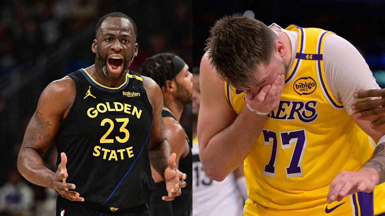 Draymond Green(L) and Luka Doncic(R)