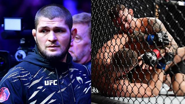 Khabib Nurmagomedov (L), Dustin Poirier (R)