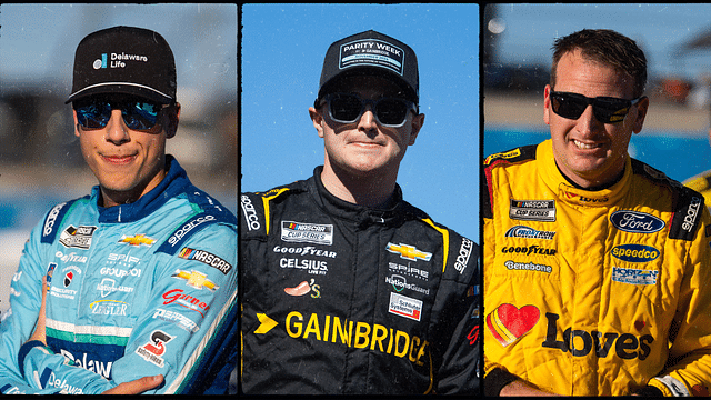 Carson Hocevar (L), Justin Haley (C), and Michael McDowell (R). Image Credits: Imagn.