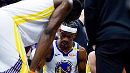 Golden State Warriors forward Jimmy Butler III (10) draws on a board with forward Draymond Green (23) during the second quarter against the Sacramento Kings at Golden 1 Center.