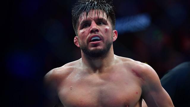 Henry Cejudo reacts during UFC 298 at Honda Center.