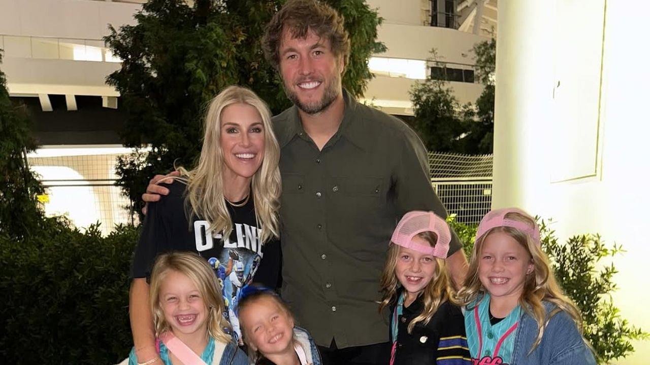 Kelly and Matthew Stafford with their kids.