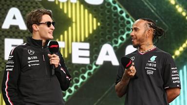 March 23, 2024: GEORGE RUSSELL and LEWIS HAMILTON of Mercedes on stage during the Fan Forum Event at the 2024 Formula One Australian Grand Prix at the Albert Park Circuit in Melbourne on March 23, 2024 in Melbourne, Australia