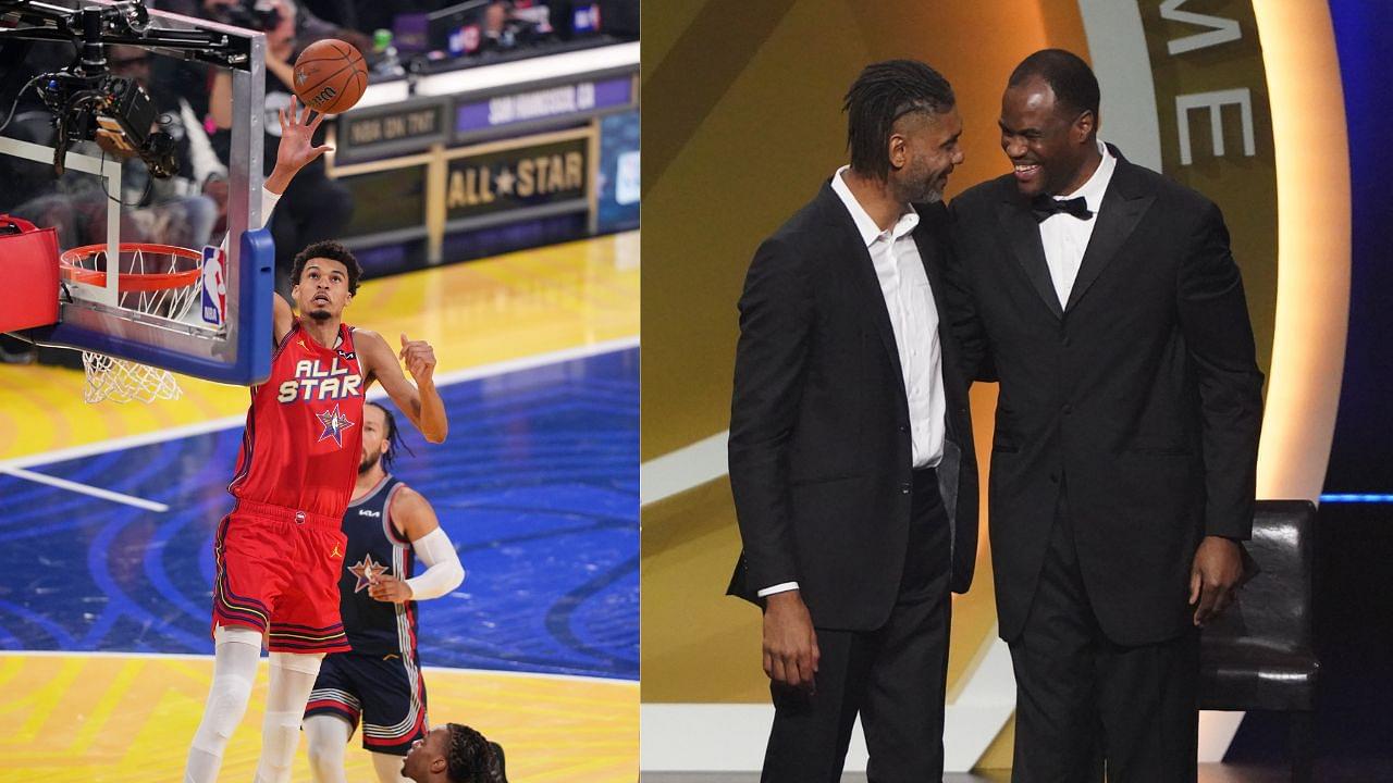 Victor Wembanyama (L), Tim Duncan and David Robinson (R)