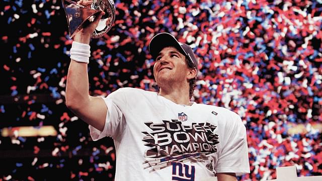 Eli Manning after being named MVP after Super Bowl XLVI in Indianapolis, February 5, 2012. Super Bowl Xlvi New York Giants Vs New England