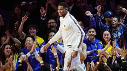 Chuckís Global Stars forward Giannis Antetokounmpo (34) of the Milwaukee Bucks during player introductions before the 2025 NBA All Star Game at Chase Center