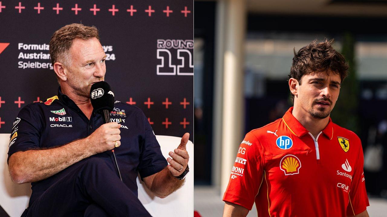 Christian Horner(L), Charles Leclerc(R)